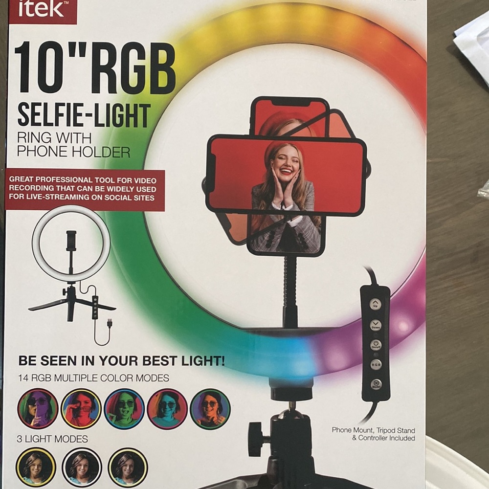 10 inch RGB Selfie light with ring with phone holder
